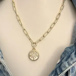Nauti Natalie 14k Gold Plated Mother of Pearl Compass Pendant Necklace