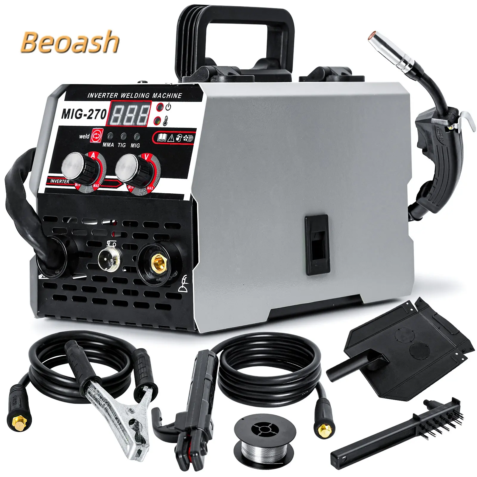 Beoash 3-in-1 Multi Process Inverter Welding Machine, MIG TIG Gasless MIG Welder with LED Digital Display for Home & Workshop Use