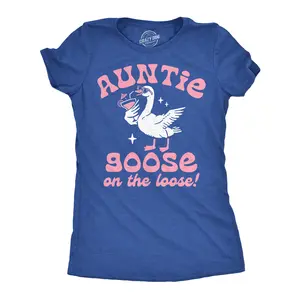 Womens Funny T Shirts Auntie Goose On The Loose Sarcastic Drinking Graphic Novelty Tee for Ladies Funny Womens T Shirts Cute Vintage Fashion Casual Ladies T-Shirt Gift Drinking Tops for Women Funny Aunt Top Royal -