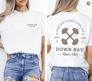 Gym Club Tee, Down Bad Crying At The Gym Fitness Club T-shirt, Cute Lovers Shirt Crewneck Short Sleeve