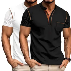 Men’s fashion two-pack: Henley shirts, short-sleeve golf polos, men’s casual outdoor tennis T-shirts, slim-fit shirts