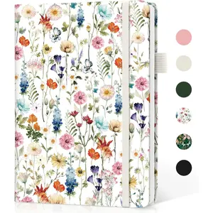 Dotted Journal Notebook for Women & Men, Hardcover Leather Journal for Writing, A5  Journaling Notebook for Work & Sketching,  for Office School Home Supplies, 160 Pages, Garden