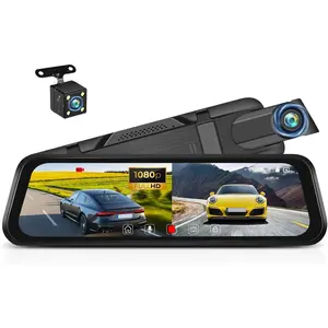 Mirror Dash Cam,Mirror Dash Cam Front and Rear with P Rear Camera,." P Full Touch Screen Mirror Camera for Car with Night Vision,Loop Recording,Parking Assistance,H Parking Monitor