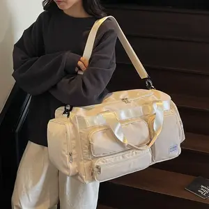 Unisex Minimalist Multi-Pocket Handbag, Adjustable Large Capacity Travel Bag, Multifunctional Gym Bag for Spring Travel and Fitness