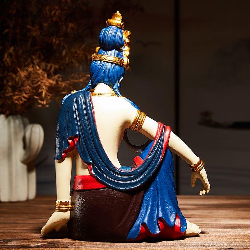 Guanyin Figurine Bodisattva Seated Image Chinese Zen Inspired Decorative Craft for Home Decor