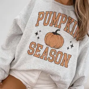Pumpkin Season Crewneck Gidan Sweatshirt - Oversized Cotton Hoodie for Everyday Wear, Eco-Friendly, Pumpkin Season Design
