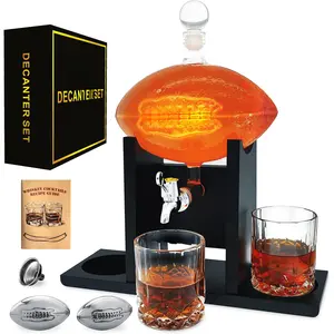 Football Whiskey Decanter Set with Glasses Spout Football Chiller,47oz Whiskey Decanter Sets for Men,Tequila Liquor Decanter Whiskey Set  Gifts for Men Gifts for Dad Boyfriend Him Husband