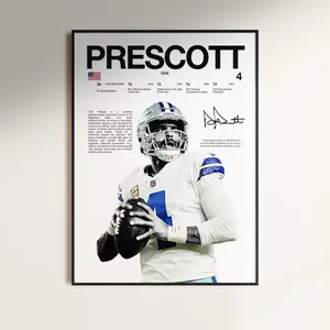 Dak Prescott Poster, NFL Wall Print, Football , NFL Poster Print, Sports Decor, Dallas Cowboys Poster, Football nfl Gift