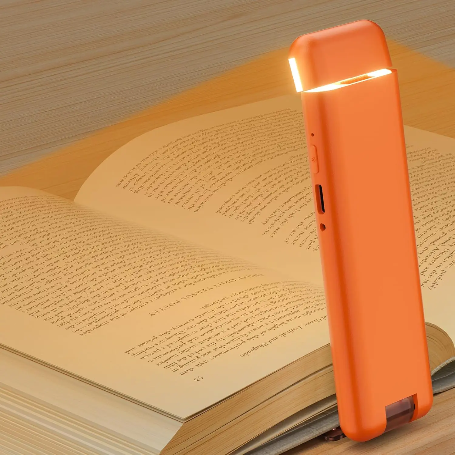 Reading Light,Rechargeable Book Light for Reading in Bed,Upgraded Portable Clip-on LED Bookmark Lamp with Damping Hinge,Long Lasting,3 Colors&5 Brightness&Timer for Book Lovers,(Orange)
