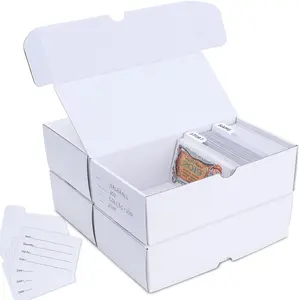 Trading-Card Storage Box, 4-Pack • 400 Count 7.4”L x 3.9”W x 2.9”H Corrugated Cardboard Storage Box with dividers & labels for TCG/Magic/Mtg Storage and Collection, Horizontal