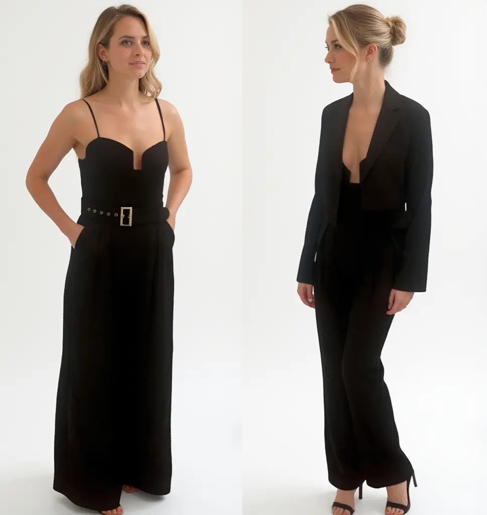 Stretch Cropped Blazer & Jumpsuit Set for Women - Elegant Clothes for All Occasions - Womenswear