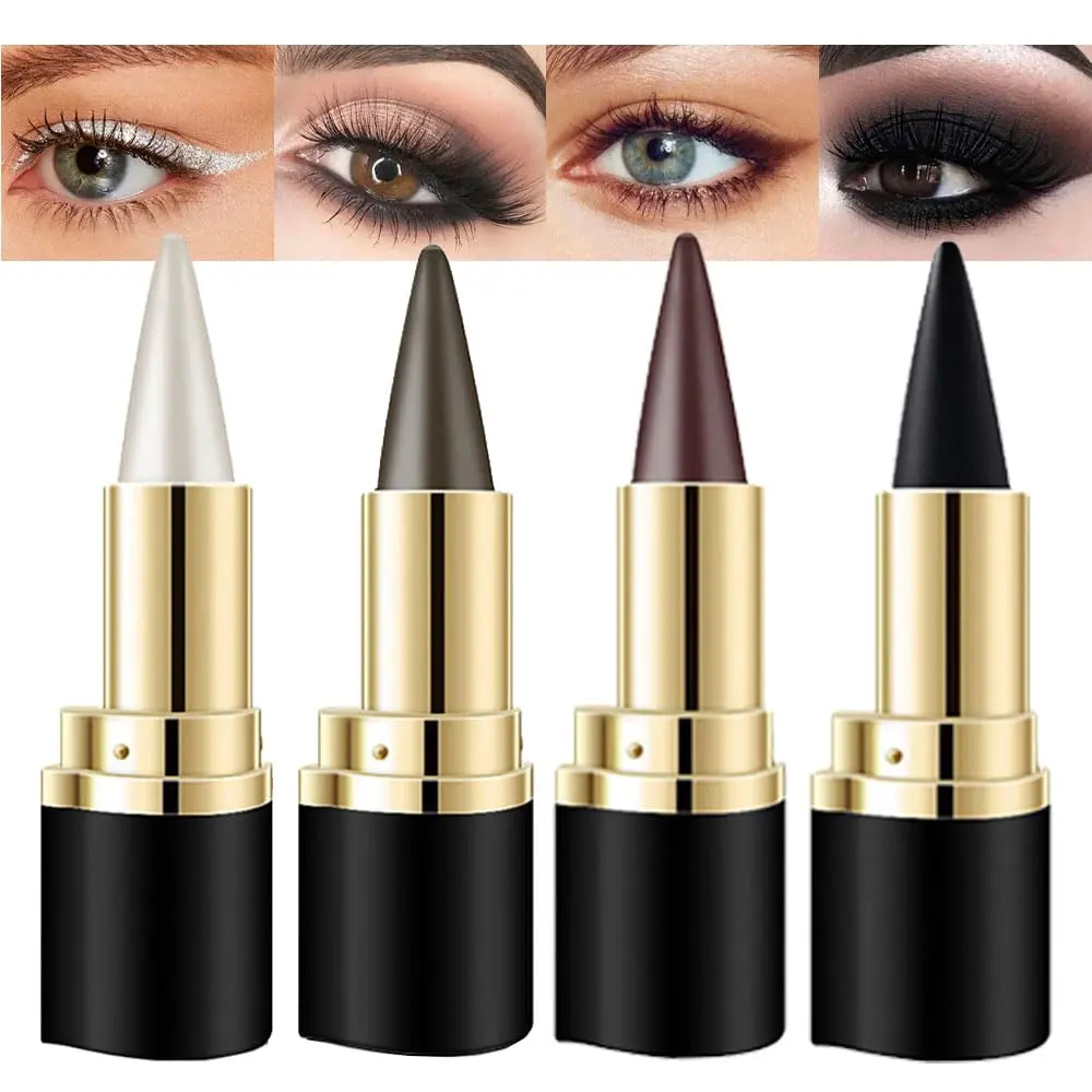 Black Silver Grey Brown Gel Eyeliner Pencil Eye Face Paint Sticks Makeup Set, Natural Black Gel Eyeliner Cream Waterproof Crayon Pencils Applicator Tool
