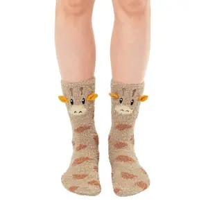 Giraffe Fuzzy Crew Slipper Socks Super Soft Unisex
