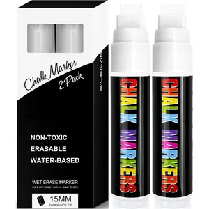 White Chalk Markers - 15mm  Tip  Marker - Wide Thick Window Chalk Pen for Chalkboard, Window, Glass, Mirror, Blackboard