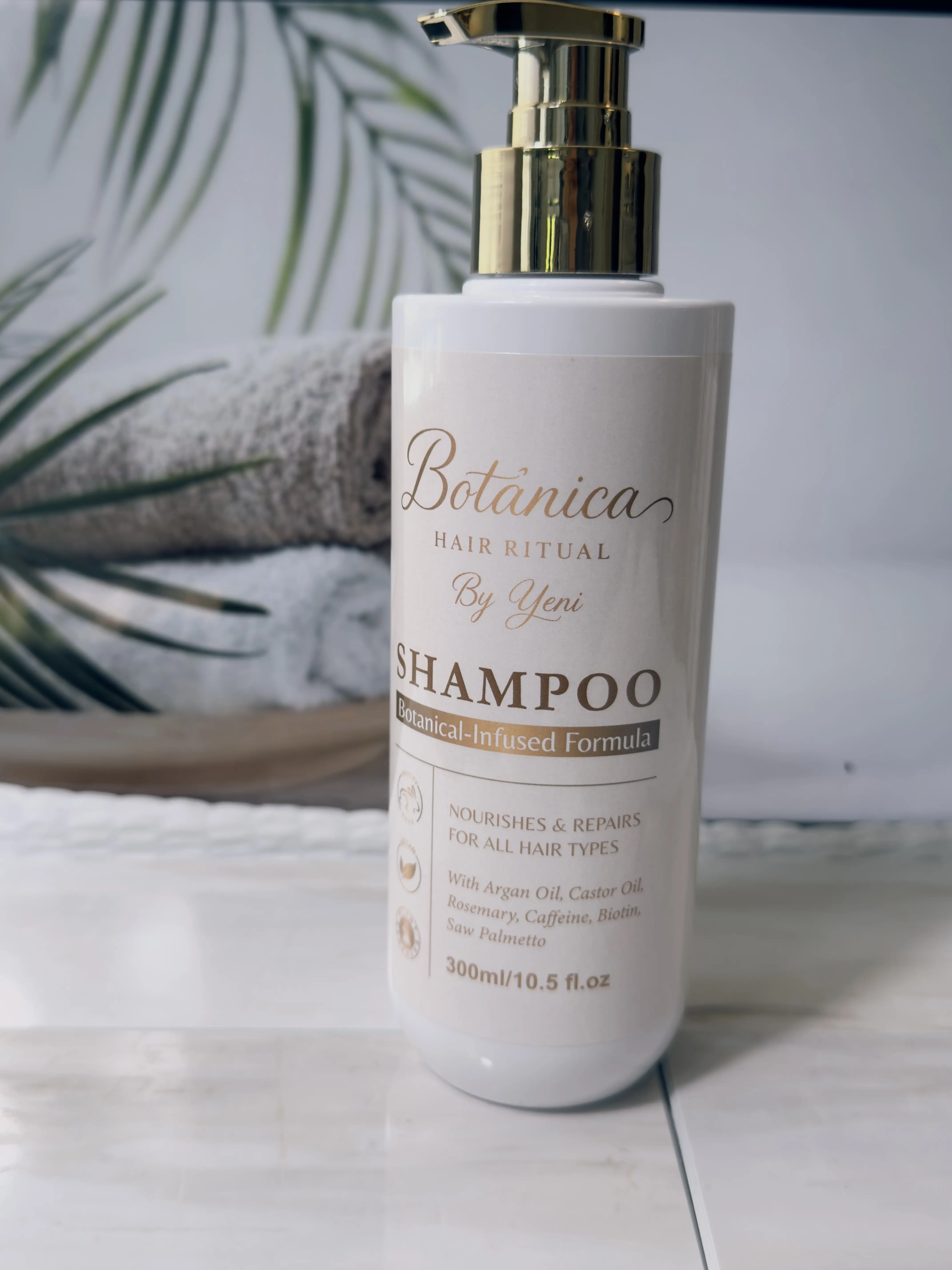 Botánica Hair Rituals Nourishing Reparative Shampoo (300ml) - Haircare Cleanser with Cleansing Blend, Moisturizer, Oil Control Support for All Hair Types, Infused with Argan, Castor, Rosemary, Caffeine, Biotin, Saw Palmetto