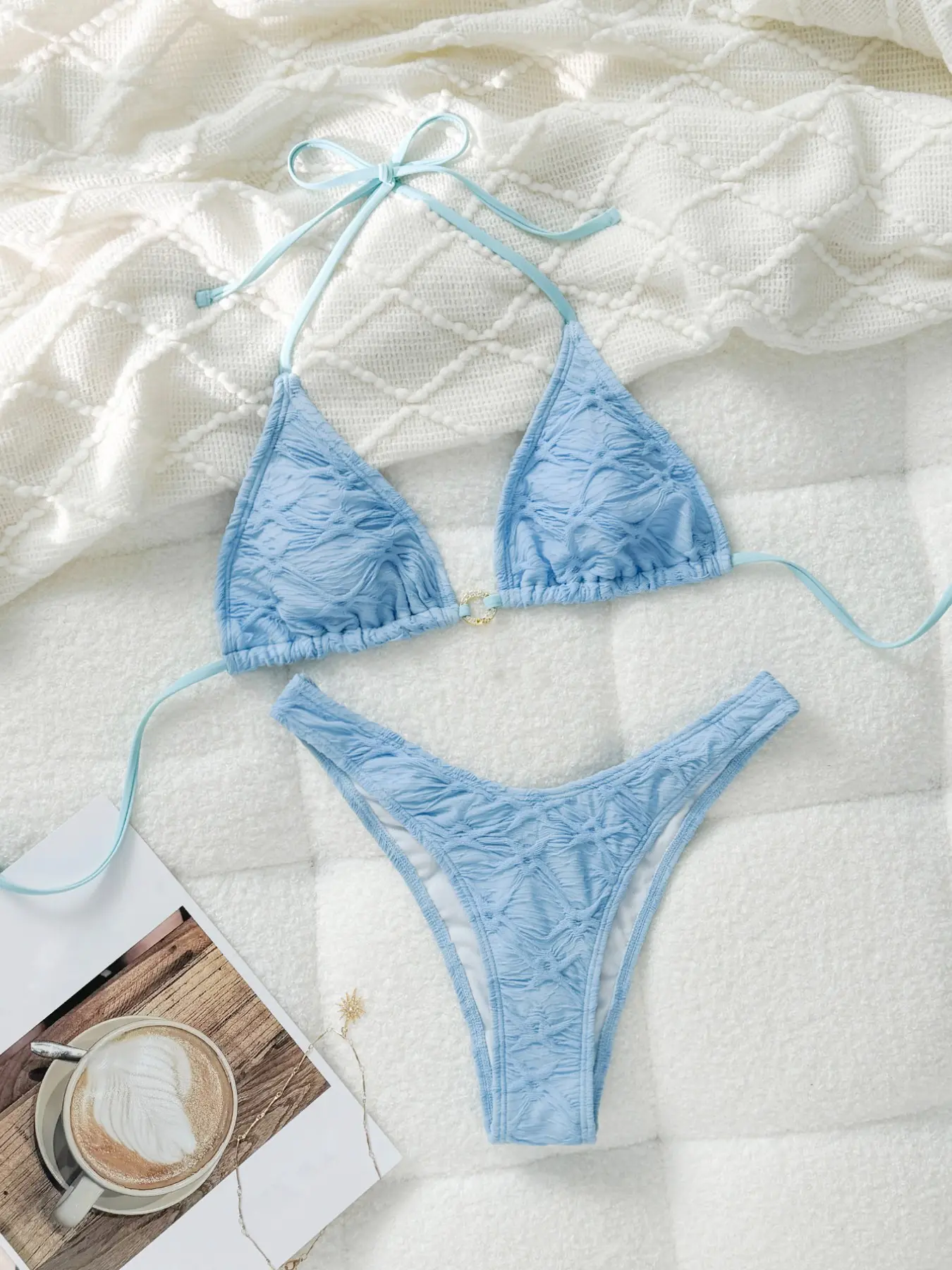 New Fashion Sexy Bow Bikini Two-Piece Swimsuit, Casual Fitted Design, All Seasons Wear, Plain Pattern, Women's Swimwear, Fashion Beachwear Swimwear, Plain Bikini Set, Tie Back Bikinis, Swimsuit Style Bikini, Summer Swimsuit Set, Swim Sets