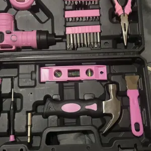 PULITUO 20V Cordless Pink Drill Tool Kit Set 238-Piece Power Drill Tool Box with Battery Electric Drill Driver for Lady's Repairing Kit Toolbox Tools Sets