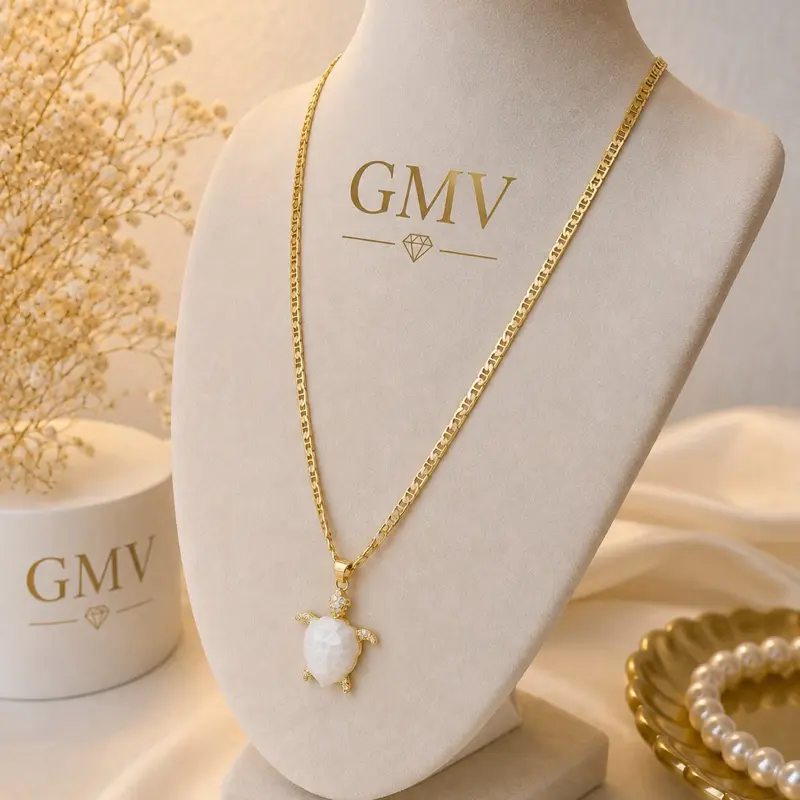 GMV Pearl turtle luxe necklace marinero 2mm 20L gold plated 14