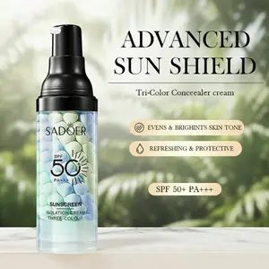 3 in 1 Tri-Color Sunscreen Primer | SPF 50+ PA++++ Broad Spectrum, Color Correcting, No White Cast, Tone Up & Makeup Base for Face