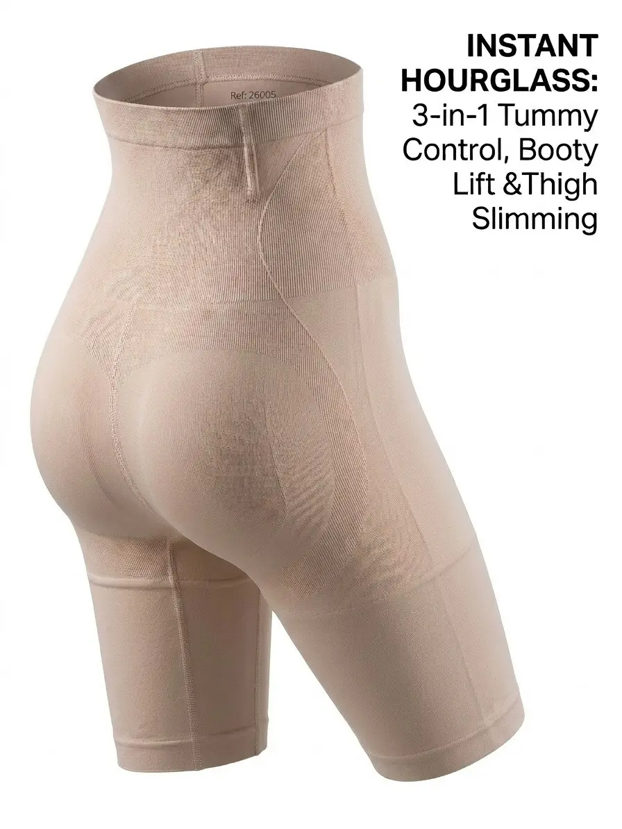 ULTIMATE Control Women's High Waisted Tummy Control Shorts - Butt Lifting Shapewear with Contoured Booty Design - Boning Support Thigh Slimmer