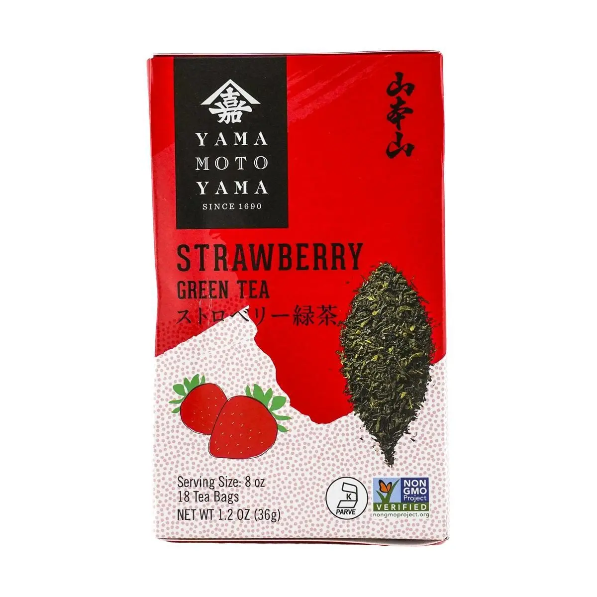 YAMAMOTOYAMA Japanese Strawberry Green Tea Bags - 18 Count, 36g - Fruity & Aromatic Blend for Refreshing Brew