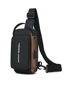 Men's Messenger Bag, Multi-Functional Chest Pack, Password Lock, USB Charging, Water-Resistant, Adjustable Strap, Casual Style