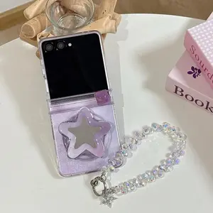 Korean Gradient Color Magnetic Phone Case For Samsung Galaxy Z Flip 7 6 5 Z Flip6 Flip7 Cover with Magsafe Stand Hinge Cases