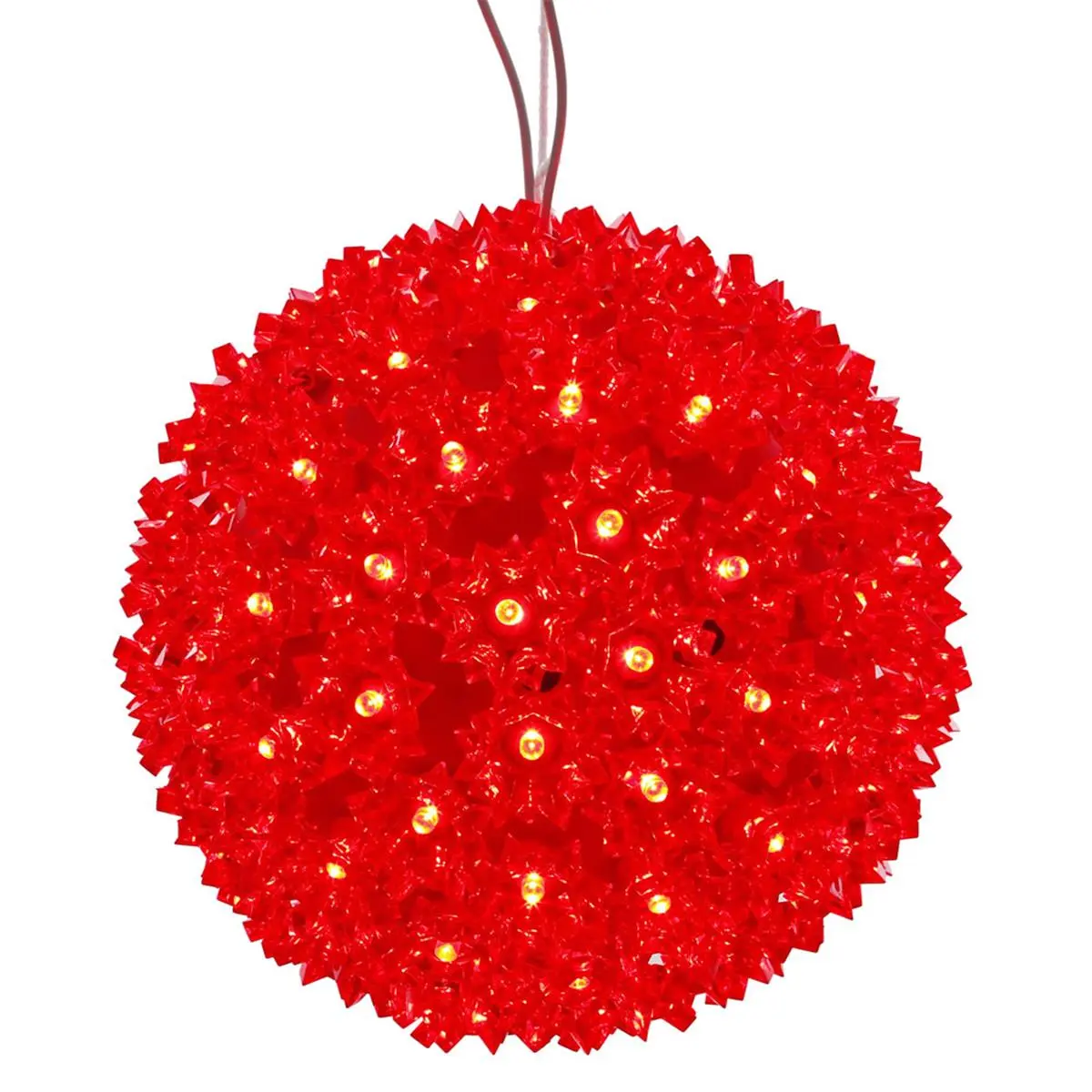 212 MAIN 10 in. Starlight Plastic Christmas Ornaments Sphere, Festive Decor with 150 Red Wide-Angle LED Decorative Lights