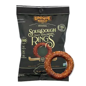 Unique Snacks Sourdough Craft Beer Pretzel Rings, Delicious Homestyle Baked Snack Bag, Vegan, OU Kosher, and Non-GMO Food, No Artificial Flavor, 2.12 Oz. Bag, Pack of 24