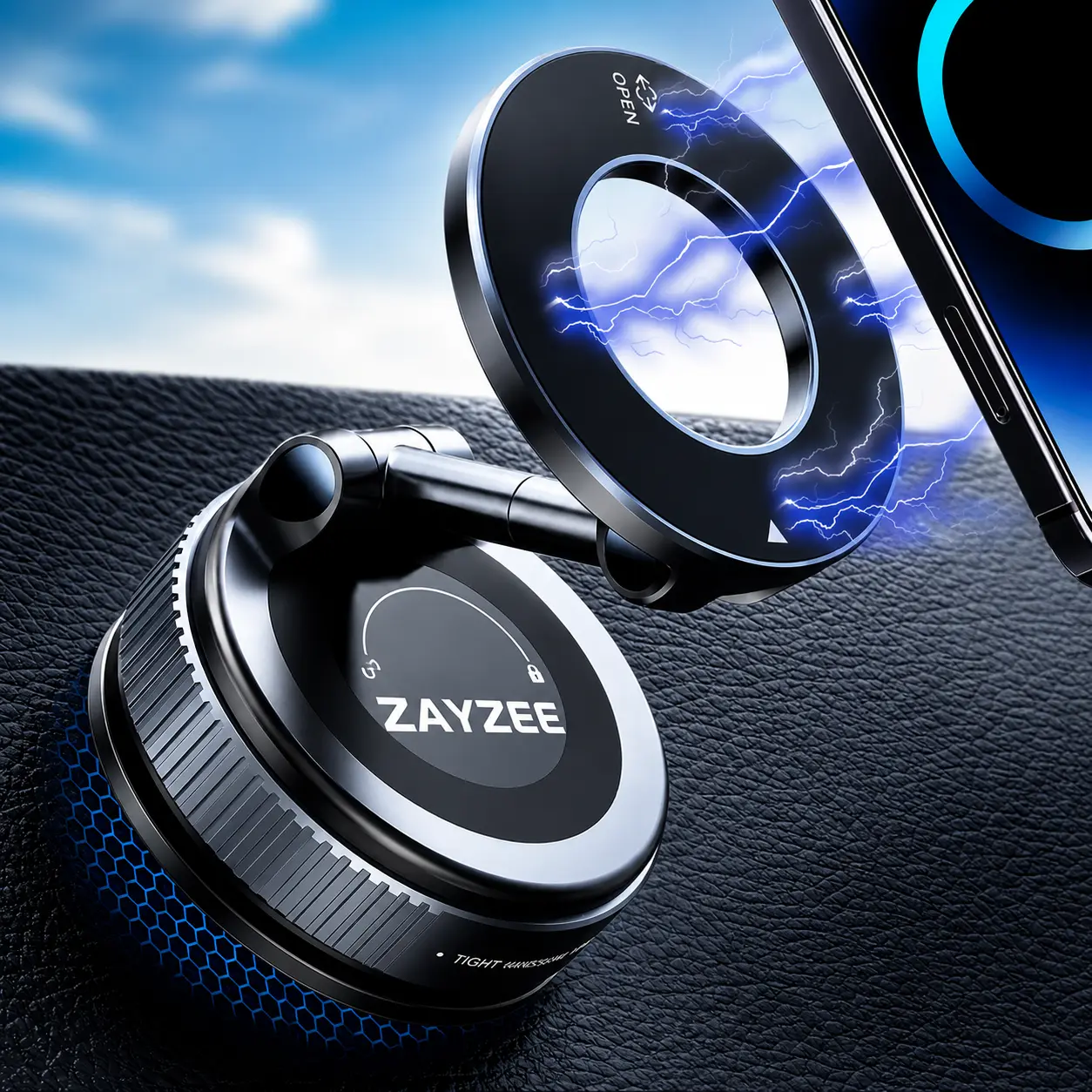 360-Degree Rotating Magnetic Phone Mount - Adjustable Vacuum Mount, Hands-Free Holder for Car, Workouts, Gym Videos, Compatible with iPhone & Android, 360 Degree Rotating Phone Holders & Mounts