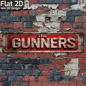 Vintage "The Gunners" Soccer Metal Sign - 16x4 Inch Retro Red Wall Decor, Perfect Gift for Arsenal Fans & Man Cave/Sports Bar Decor