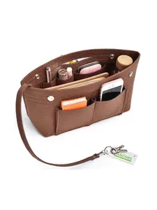 2026 New Purse Organizer Insert for Handbags, Felt Bag Organizer, Tote Bag Organizer, Tote Shaper Insert With Buckle, Thicken and Portable Handbag in Bag for Felt Liner Handbag, Storage Bag Multi-Pocket Storage with Keychain, Travel Storage Bag