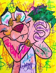 Cartoon Panther Banksy Graffiti Pop Art Poster, Banksy Style Pop Art