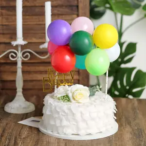 11 Pcs Balloon Cake Topper Assorted Colors - Vibrant Clustered Mini Garland Cake Inserts for DIY Party Decorations