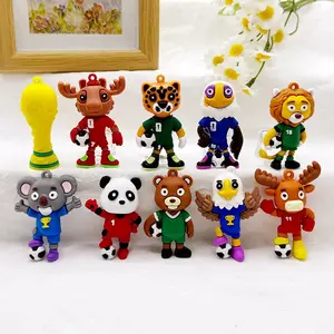 Cartoon 3D Soccer Football Keychain Pendant, Colorful PVC Bag Accessories, Car Keys Pick one at random.