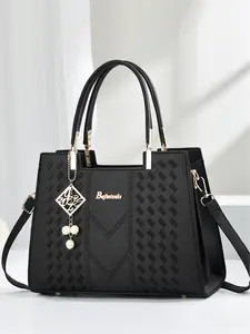 Large capacity fashionable versatile handbag trend retro stylish mom bag delicate feeling versatile women's bag PU Leather Handbag