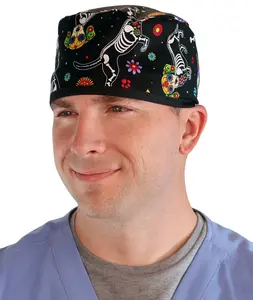 Classic Surgical Scrub Cap - X-Ray Dogs with Black Ties