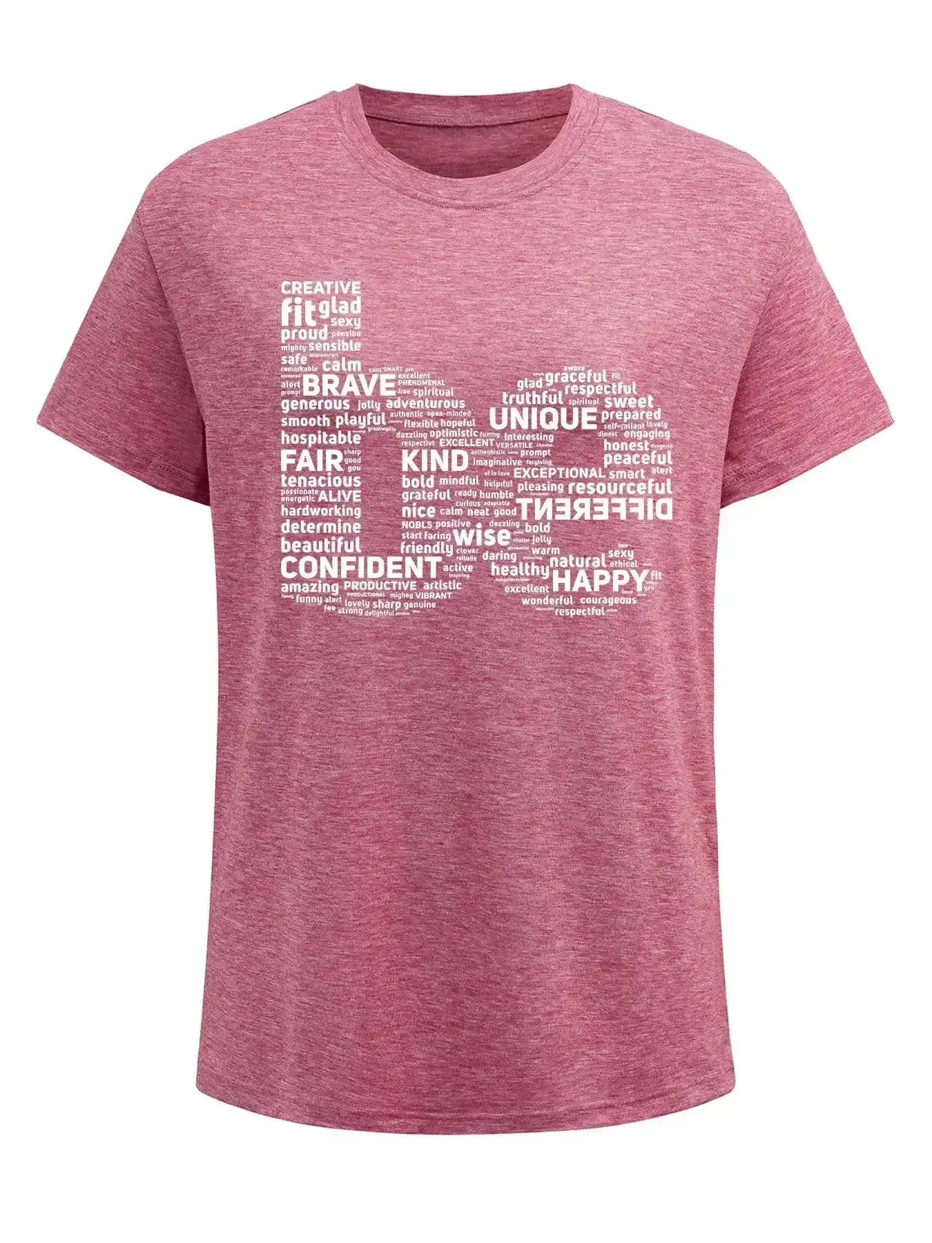 Motivational Text Graphic Print Smooth Casual Basic Short Sleeve T-Shirt, Summer Fitted Round Neck Women's Top, Comfortable Breathable Printed Tee stylish going out top chic look sophisticated
