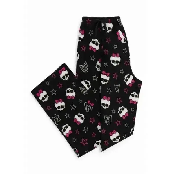 Spooky Skull Pajama Pants, Gothic Satin Lounge Pants, Star Print Sleepwear, Halloween Gift for Him & Her