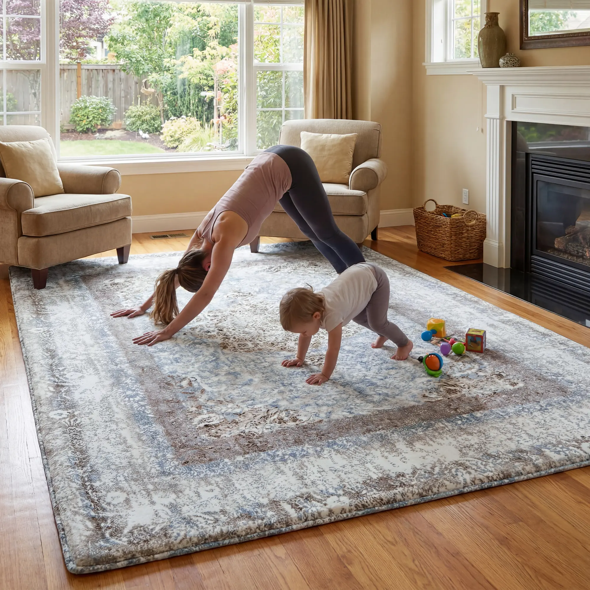 Huloo Sleep Washable Rugs - Minimalist, Ultra-Soft, Non-Slip, Stain-Resistant, Water-Repellent Top, Noise-Reducing, Shock-Resistant Aesthetic Home Rugs for Baby Room, Bedroom Decor