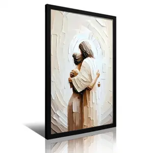 Jesus Embracing Woman Canvas Wall Art – Eco-Friendly, Fade-Resistant & UV-Protected, Vibrant Colors, Framed Style for Church, Home, Living Room, Bedroom, Office, Prayer Room Decor