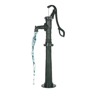 VEVOR Well Hand Pitcher Pump, 20 ft Max Lift, Antique Cast Iron Manual Hand Water Pump with Heightening Base, NPT 1-1/4in Connection, Easy Installation, for Outdoor Garden, Pond, Yard, Farm, Green