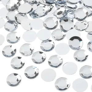 John Bead 400pcs 12mm (SS50) Acrylic Flatback Round Rhinestones for Jewelry Crafts Scrapbook Embellishment Nails Makeup DIY Projects