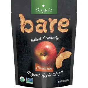 Bare Organic Apple Chips, Cinnamon, Gluten Free + Baked, Multi Serve Bag, 3 Oz,Pack of 1