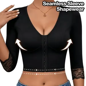 Women's Arm Shape Sleeve Bras, Upper Arm Compression Shaper Bra, Post Surgery Support, Hook Closure Black Shapewear Activewear