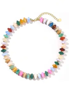1pc Colorful Beaded Necklace For Women Unique Resin Beads Choker Necklaces Boho Statement Chunky Chain Necklace Summer Vacation Jewelry