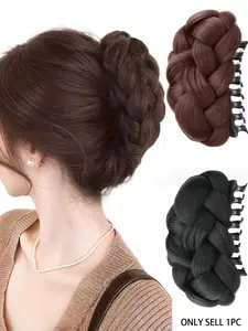 5 Inch Claw Clip Twisted Braid Bun Hair Clip Women's Scrunchie Wig - High-Temperature Fiber, Synthetic Extensions, Synthetic Braids, Natural-Looking Bun Extension, Versatile Styling Accessory for Women and Girls Hair Bun, Secure-Fit