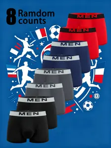 8 Pcs Random Color Men's Briefs, Fashionable Comfortable Lightweight Sport Underwear, All-Season Home Wear, Loose Fit Casual Pants, Activewear