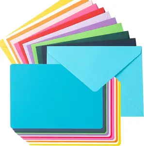 Multicolor A7 Envelopes and Blank Cards Set - 24 Pieces of A7 Envelopes and 24 Pieces of 5x7 Colorful Flat Cards for Weddings, Invitations, Birthdays, Baby Showers