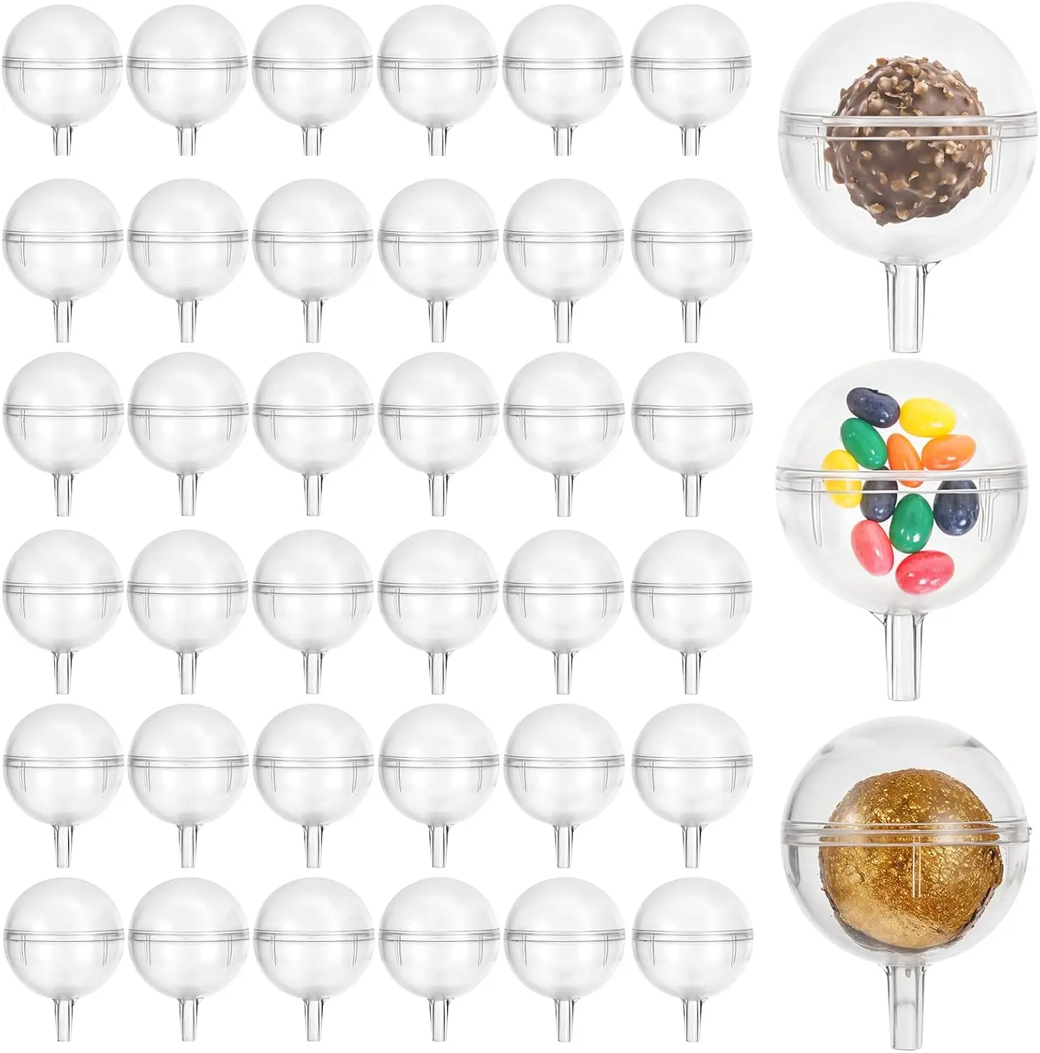 100 pieces of 1.6 inch transparent chocolate display box, mini plastic chocolate packaging ball, suitable for chocolate, candy, and mini flowers, suitable for home roasters and DIY handicraft enthusiasts